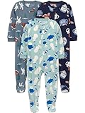 Simple Joys by Carter's Baby Boy's 3-Pack Loose Fit Flame Resistant Fleece Footed Pajamas