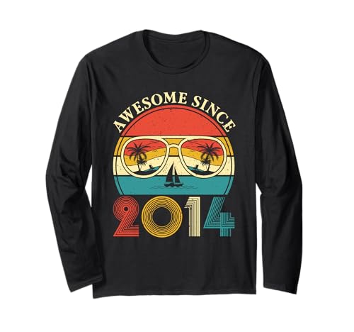Awesome Since 2014 Vintage 2014 Classic Year Retro Birthday Maglia a Manica