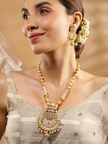 Image of Rubans Gold Plated Necklace Set Traditional Festive Jewellery for Women & Girls