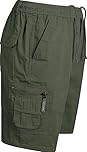 JUST LOOK Mens Cargo Shorts Combat Multi Pocket Elasticated Waist Plain Lightweight Shorts (UK, Alpha, M, Regular, Short, Khaki)
