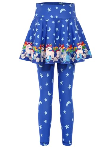 Girls Leggings with Full Circle Skirt Stretchy Unicorn Printed Pants for Kids in 3t to 9 Years3