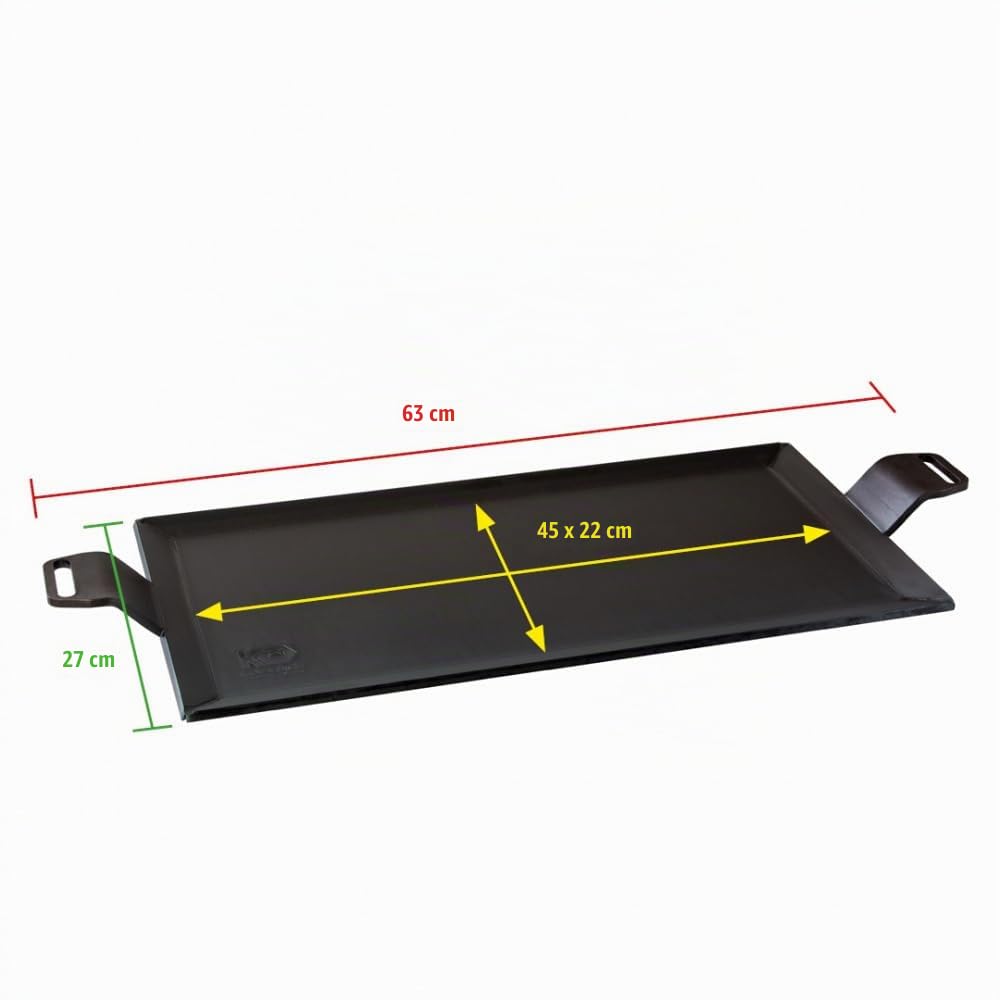 Kockums Jernverk Bratplatte Grillplatte 63x27 cm – Plancha Teppanyaki – Karbonstahl 4 mm – PFAS-frei – Gasgrill Holzkohlegrill Backofen Induktion offenes Feuer – Made in Sweden