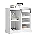 SoBuy Buffet Commode Armoire de Rangement Meuble de Rangement à 2 Niveaux avec Porte Vitrée de Grange Coulissante, 80x39x82cm, Blanc, FSB46-W
