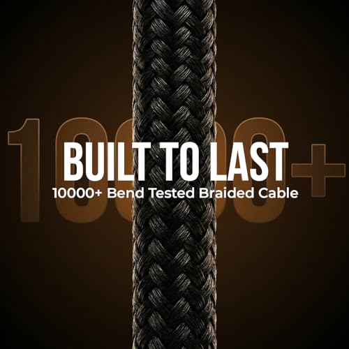 Image of Amkette Mozen 100W Type C to Type C Cable Fast Charging, C to C Cable, 5A Output, E-Marker Chip, 360 Rotating L Shape Connector, Braided Build, 480 Mbps Data Sync, 1.5m, Black