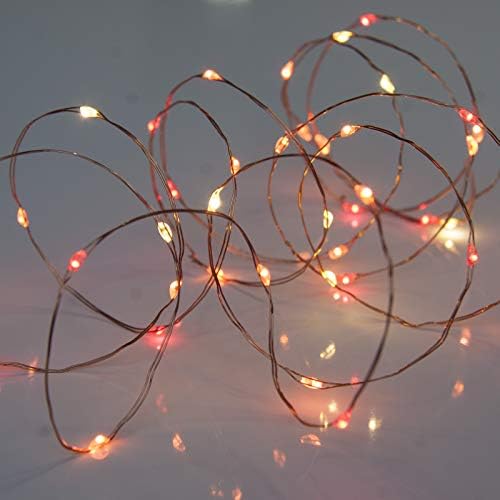 Qbis Battery Powered Christmas Lights with 6hr Timer Mode. 40 LED Battery Fairy Lights. Red, Orange and Yellow Copper Wire Lights. Battery Lights Indoor use (40 Sunset)