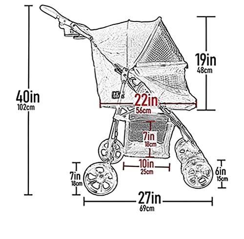 Pet Gear Happy Trails Kinderwagen für Katzen/Hunde, leicht faltbar mit herausnehmbarem Innenfutter, Aufbewahrungskorb
