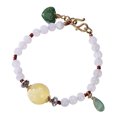 Bracelet en Argent 925 anti-allergie en Jade Hetian et Cire d'abeille protectrice