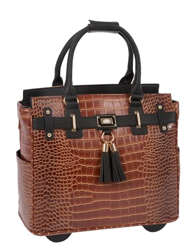JKM & Company LESS THAN PERFECT Rolling Laptop Bag for Women | Designer Wheeled Briefcase | Fits 13-17