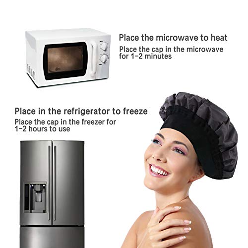 Cordless Deep Conditioning Heat Cap - Microwavable Heat Cap for Steaming, Heat Therapy for Hair, Thermal Spa Hair Steamer Gel Cap (Black)