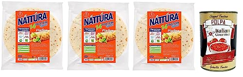 3 envolturas de proteínas Náttúra Sport,Piadina Wraps ricas en proteínas,paquete de 150 g, cada paquete contiene 2 piadinas de 75 g + lata italiana gourmet Polpa di Pomodoro de 400 g
