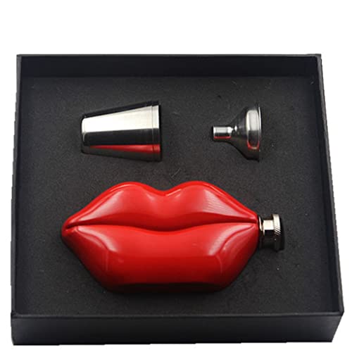 Dhdm Pocket Bottle Whiskey Liquor Wine Charm Lip Hip Flask Stainless Steel 5 Oz Red Jar Funnel Set #TOP18