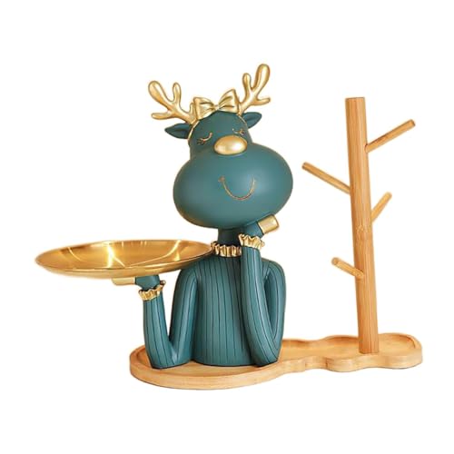 Figurine cerf avec plateau en résine pour ranger facilement vos clés