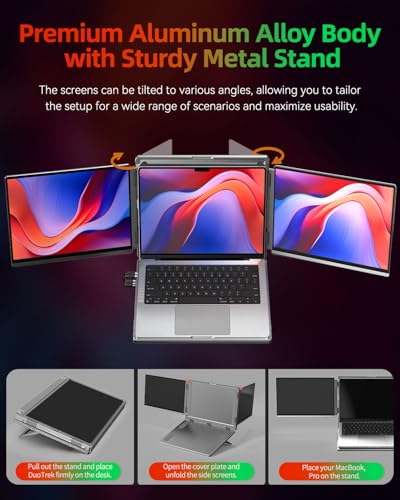 Image of Intehill 4K Laptop Screen Extender, 13.4 inch Dual Screen Monitor for Laptop, 3840x2400 Anti-Glare Portable IGZO Display, 100% sRGB 500 Nits Brightness Foldable Plug-Play Portable Travel Monitor, LR13U | 3840x2400 Dual Screen Monitor for Laptop, 100% sRGB 500 nits Brightness Foldable Plug-Play Portable Travel Monitor, LR13U