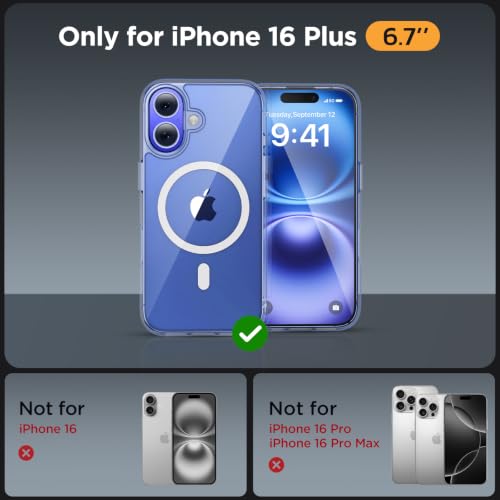 Image of Miracase for iPhone 16 Plus Matte Series Case, Magnetic, Clear | Velvet Touch | Military-Grade Protection | Anti-Fingerprint | 6,7 Inch