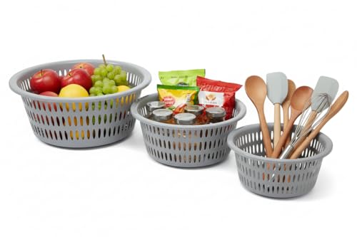 Image of All Time Easy Round Basket Set of 3 For Kitchen, Multipurpose Vegetables, Toys, Office, Stationery