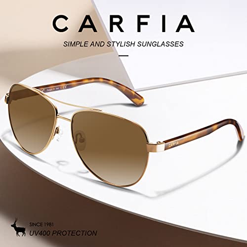 CARFIA Retro Trendy Pilot Sunglasses for Women Polarized UV Protection, Lightweight Outdoor Driving Lady Sunnies Metal Frame4