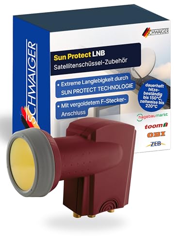 SCHWAIGER Quad LNB digital Sun Protect I Low Noise Blockconverter für 4 Teilnehmer I extrem wetterfest & geeignet für Multifeedanlagen I SAT-Zubehör für störungsfreien Empfang I rot