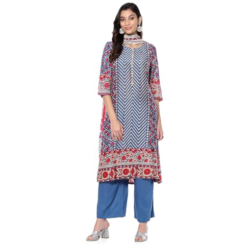 Image of BIBA Women Modal Asymmetric Printed Suit Set