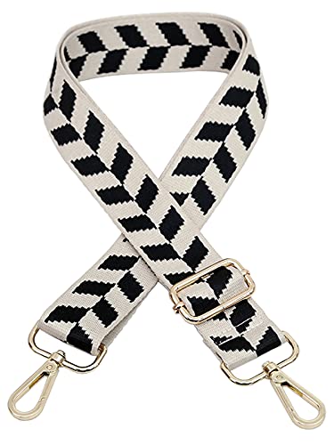 Correa de hombro ancha ajustable correa de repuesto Crossbody bolsa de lona bolso ancho 3.8cm, Blanco Y Negro, Pattern 2, Correa para equipaje Cover