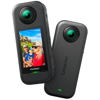 AKASO 360 Action Camera - 5.7K 360 Video with 1/2" 48MP Sensors, 72MP 360 Photo, 360-SuperSmooth, Invisible Selfie Stick Effect, 360° Horizon Lock, AI Tracking Standard Combo