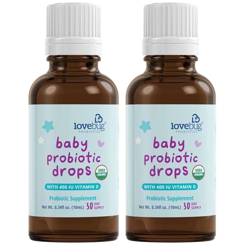 LOVEBUG Award Winning USDA Organic Probiotic for Infants & Babies 0-12 Months | Helps w/Colic, Reflux, Diarrhea, Constipation & Gas | Multi-Strain 5 Billion CFU | Liquid Drops (60 Days Supply) - 20ml
