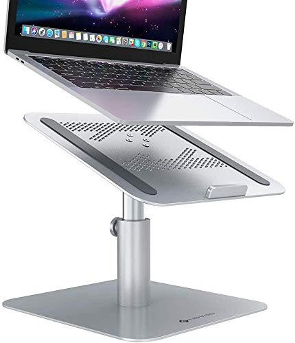 NOVOO Laptop Stand Adjustable Notebook Holder Multi-Angle Height Ventilated Laptop Riser for Desk 360 Rotating Compatible with MacBook Air Pro Dell XPS HP Lenovo Notebooks More 10