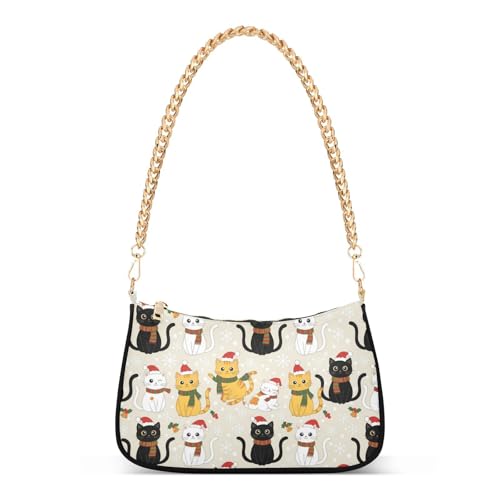 Sac à main bandoulière tendance chat et flocon pour femme couleur beige