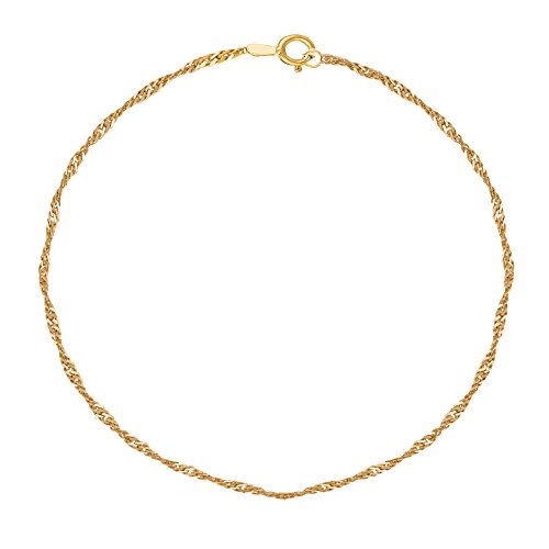 Ritastephens 10K Yellow Gold Singapore Ankle Anklet Foot Chian 10 inches 1.5 Mm