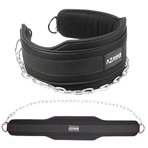 Azayar Dip Belt with Heavy Duty Adjustable Steel Chain | Workout Weight Belt for Pull-Ups | Weight Lifting Belts for Men Women | Back Support Strap Gym Equipment for Weighted Dips, Squat, Bodybuilding