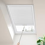 Moonice Skylight Blinds Cordless Roof Honeycomb Window Blinds Light Filtering Cellular Pleated Roof Shades for Home Easy to Install Shades for Inclined Plane Room Windows Custom Size (White)