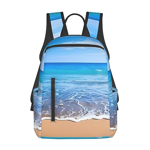 Sac à dos léger noir grande capacité avec motif mer ultra confortable