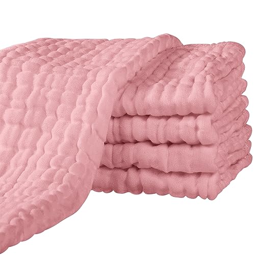 Yoofoss Cuadrados de Muselina Paños de 100% Algodón 65x65 cm Absorbente Grandes de Muselina Toalla de Baño para Bebés Paquete de 5 Pasta de judías