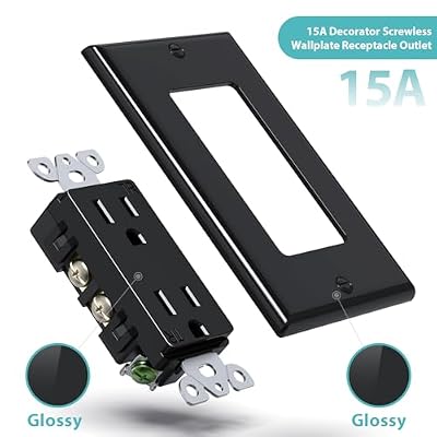 WEBANG Decorator Electrical Wall Outlet Black, Tamper-Resistant Duplex Receptacle, Residential Grade, 3-Wire, Self-Grounding, 2-Pole, 15A 125V, ETL Listed, 10 Wall Plates Included
