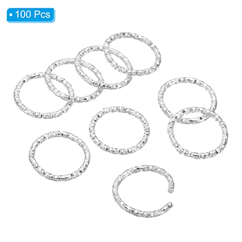 PATIKIL 1.5 x 15mm Wine Glass Charm Ring, 100 Pack Metal Earring Beading Hoop Twisted Open Jump Rings, Silver - Image 3