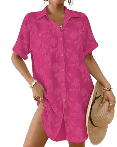 Image of Bsubseach Swimsuit Coverup for Women Swiss Dot Beach Cover Ups Shirt Dress
