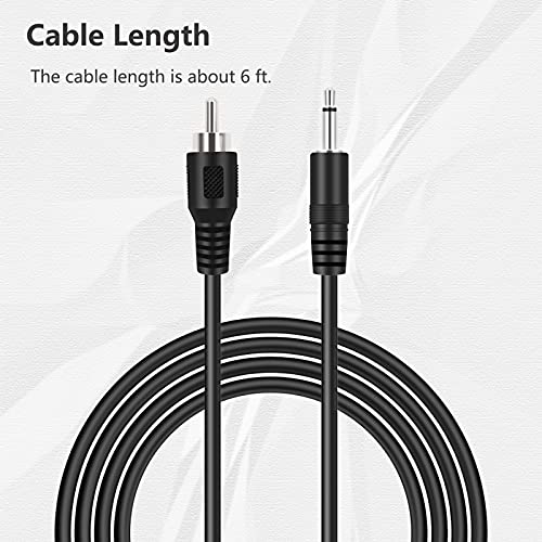 Image of 6ft RCA Male to 3.5mm 1 /8 inch Monaural Mono Male Plug Jack Connector Audio Converter Cable for Pre-Amp Subwoofer Soundbar Speakers