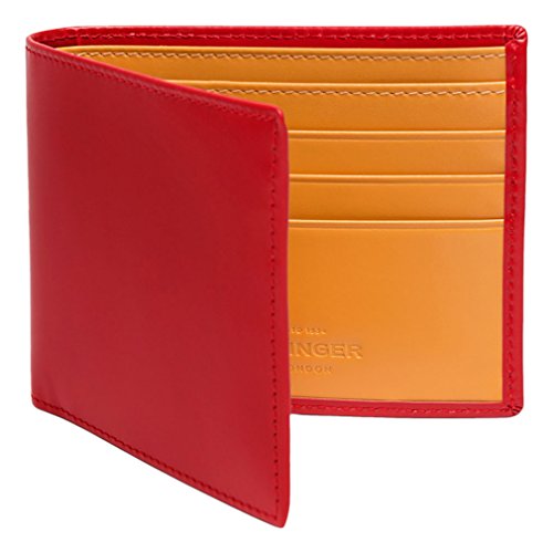 Ettinger Men's Bridle Hide Billfold Wallet with 6 Credit Card Slips - Red/Tan