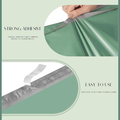 Image of Metronic Large Poly Mailers 24x24 300 PCS, Strong Adhensive Shipping Bags for Clothing, Waterproof Shipping Envelopes for Small Business, Tear-resistant Mailers Poly Bags Bulk in Grayed Jade Green