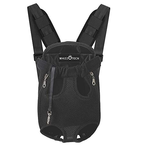 Whizzotech Pet Carrier Front Pack, Adjustable Pet Backpack Carrier Travel Bag, Legs Out Easy-Fit Hands-Free For Traveling Hiking Camping Riding For Super Small Dogs Cats Puppies, Size Small, Black #TOP2