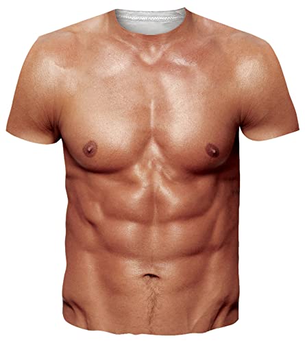 RAISEVERN Men's Muscle Graphic Tees Short Sleeve Shirt with 3D Print Tattoo Crew Neck Fashion T...