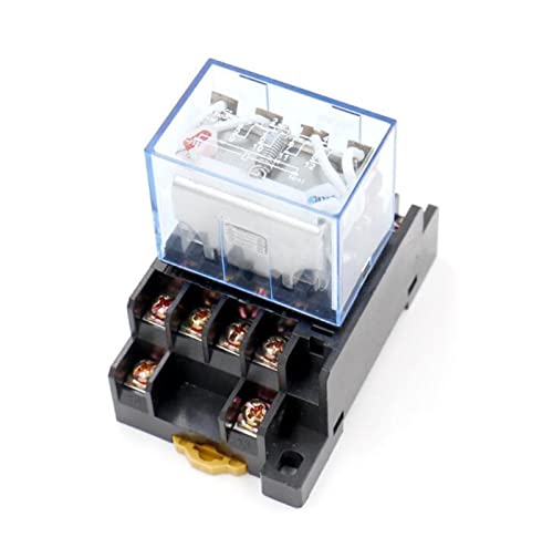 Relé de alimentación LY4NJ DC 12V de 14 pines con contacto de plata 4PDT y base