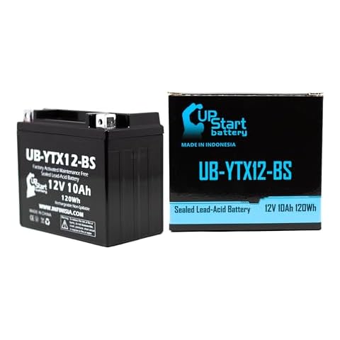 UpStart Battery Replacement for 2003 Honda TRX250 Recon, ES 250 CC Factory Activated, Maintenance Free, ATV Battery - 12V, 10Ah, UB-YTX12-BS Cover