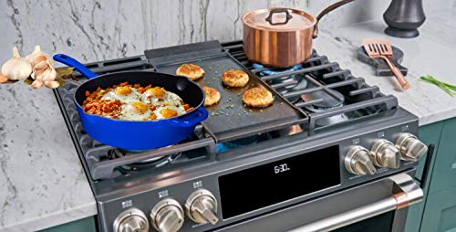 Bruntmor-5qt-Blue-Enameled-Cast-Iron-Skillets-With-Lid-and-handle-Non-Stick-Cookware-And-Grill-For-Casserole-Dish-5-Quarts-Cast-Iron-Skillets-Grill-Frying-PanSaute-panBakeware