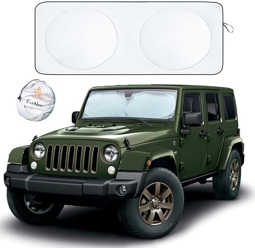 EcoNour Jeep Wrangler Windshield Sunshade | Front Windshield Sun ...