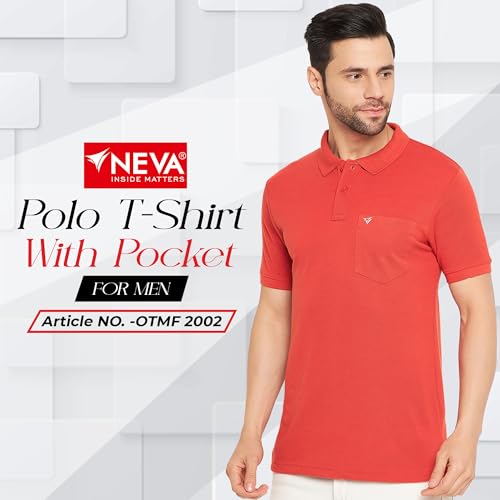 Image of NEVA Men's Regular Fit Half Sleeve Polo Neck T-Shirt with Chest Pocket