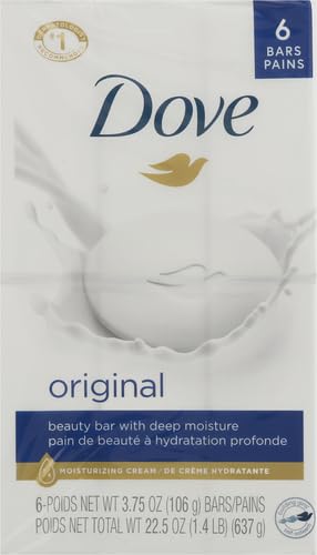 Image of Dove Beauty Bar Soap Original, 6 Bars for Soft, Smooth Skin, with 1 /4 Moisturizing Cream, 3.75 Ounce (Pack of 72)