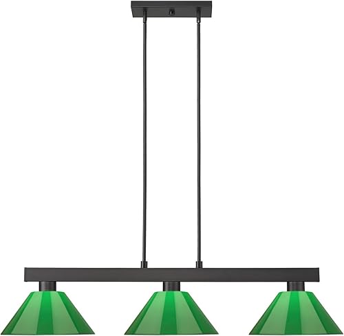 Miniatura 3 de Cobalto - Billar de 3 luces con sombra, 8 pulgadas de alto y 14 pulgadas de ancho, acabado negro mate, color verde