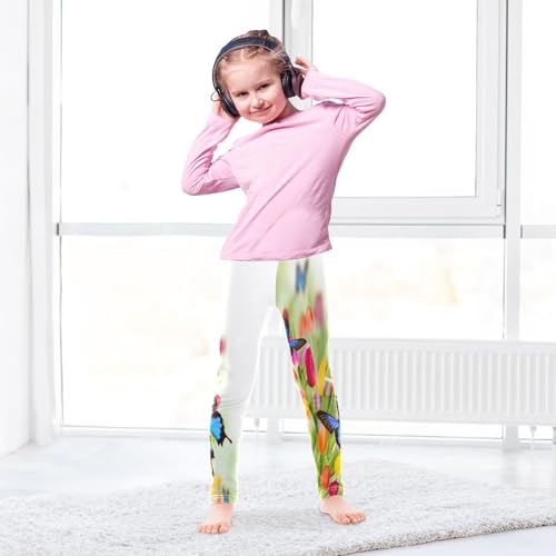 Toddler Girls Leggings Printed Yoga Pants Leggings Tulip and Butterfly for Kids4