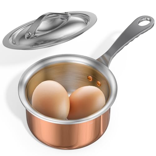 Macevia Mini Sauce Pan with Lid,Copper Butter Warmer Small Pot,