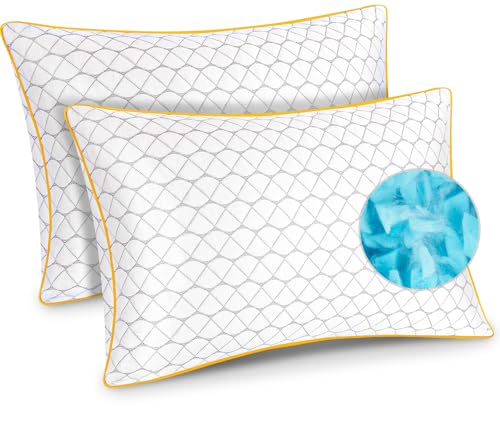 Teemour Pillows 2 Pack Shredded Memory Foam Pillow Bed Pillows for Neck & Shoulder Support, Cooling Pillow for Side, Back & Stomach Sleepers, With Breathable & Removable Cover 72x47cm